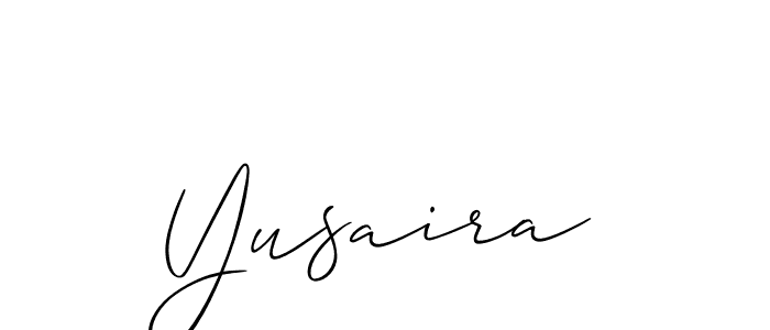 The best way (Allison_Script) to make a short signature is to pick only two or three words in your name. The name Yusaira include a total of six letters. For converting this name. Yusaira signature style 2 images and pictures png