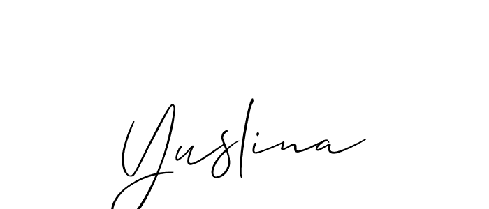 Create a beautiful signature design for name Yuslina. With this signature (Allison_Script) fonts, you can make a handwritten signature for free. Yuslina signature style 2 images and pictures png