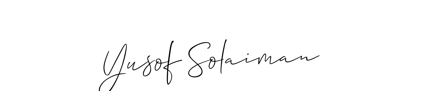 How to make Yusof Solaiman name signature. Use Allison_Script style for creating short signs online. This is the latest handwritten sign. Yusof Solaiman signature style 2 images and pictures png