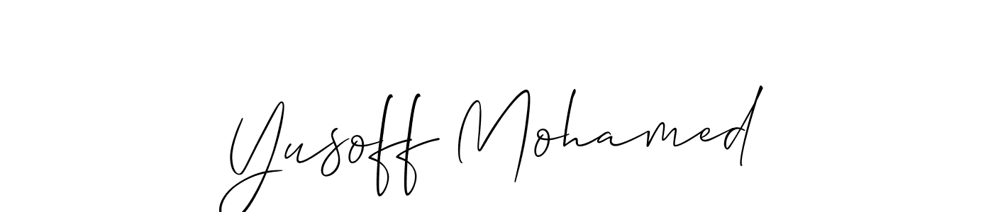 Allison_Script is a professional signature style that is perfect for those who want to add a touch of class to their signature. It is also a great choice for those who want to make their signature more unique. Get Yusoff Mohamed name to fancy signature for free. Yusoff Mohamed signature style 2 images and pictures png