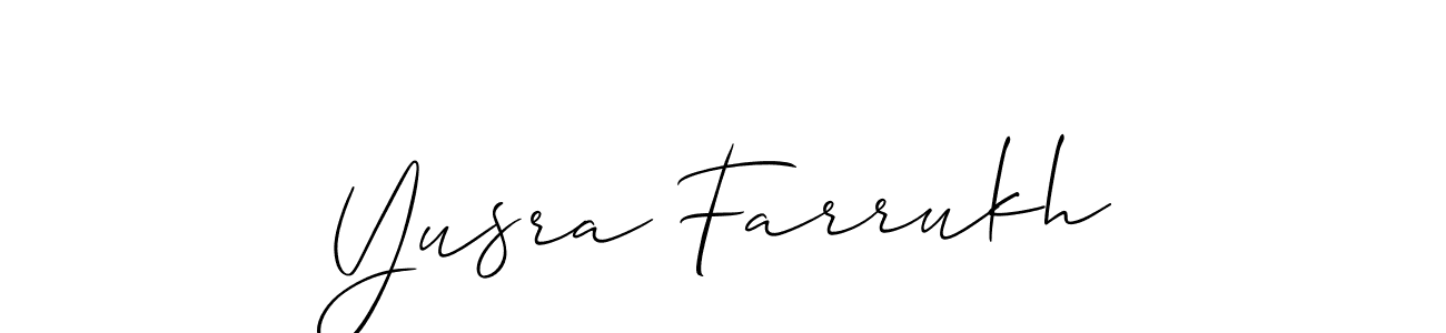 Also we have Yusra Farrukh name is the best signature style. Create professional handwritten signature collection using Allison_Script autograph style. Yusra Farrukh signature style 2 images and pictures png