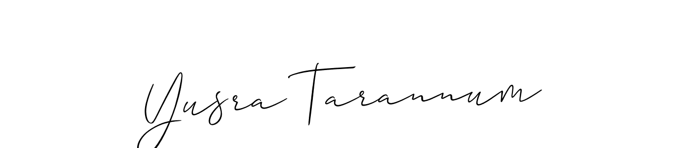 You should practise on your own different ways (Allison_Script) to write your name (Yusra Tarannum) in signature. don't let someone else do it for you. Yusra Tarannum signature style 2 images and pictures png