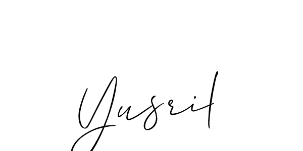 Use a signature maker to create a handwritten signature online. With this signature software, you can design (Allison_Script) your own signature for name Yusril. Yusril signature style 2 images and pictures png