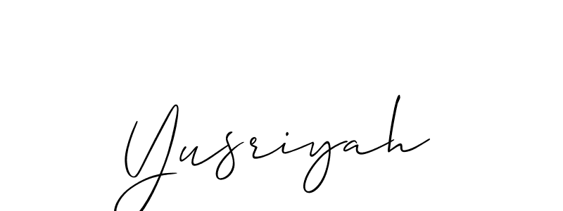Also we have Yusriyah name is the best signature style. Create professional handwritten signature collection using Allison_Script autograph style. Yusriyah signature style 2 images and pictures png