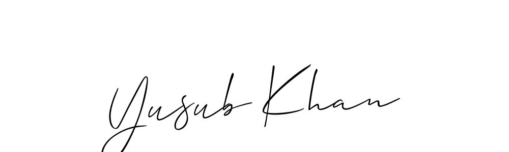 How to make Yusub Khan name signature. Use Allison_Script style for creating short signs online. This is the latest handwritten sign. Yusub Khan signature style 2 images and pictures png