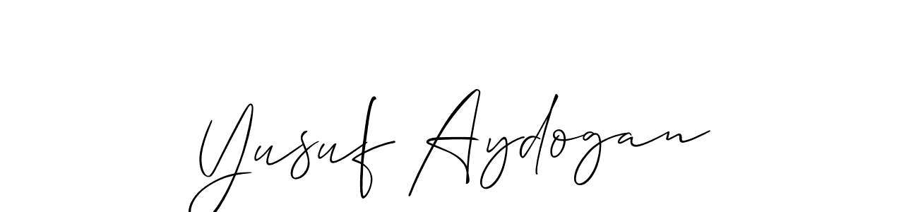 Make a beautiful signature design for name Yusuf Aydogan. With this signature (Allison_Script) style, you can create a handwritten signature for free. Yusuf Aydogan signature style 2 images and pictures png