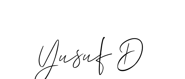 Make a beautiful signature design for name Yusuf D. With this signature (Allison_Script) style, you can create a handwritten signature for free. Yusuf D signature style 2 images and pictures png