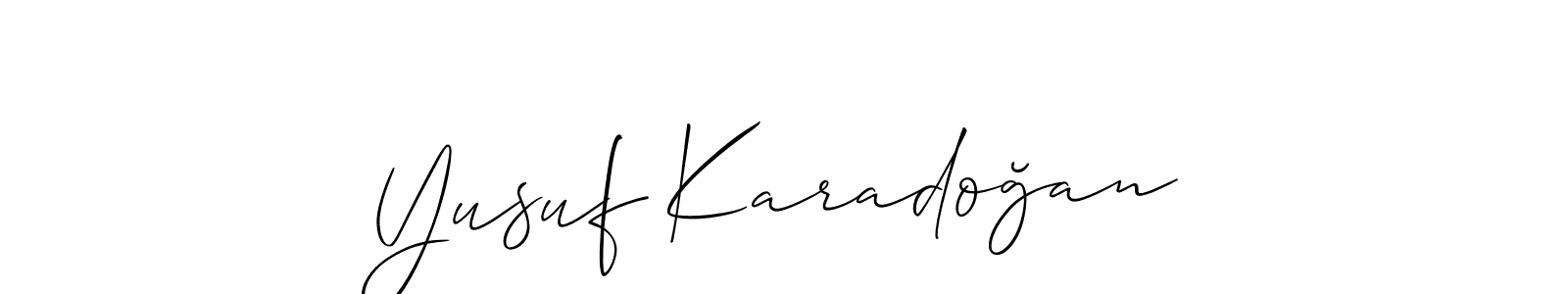 Allison_Script is a professional signature style that is perfect for those who want to add a touch of class to their signature. It is also a great choice for those who want to make their signature more unique. Get Yusuf Karadoğan name to fancy signature for free. Yusuf Karadoğan signature style 2 images and pictures png