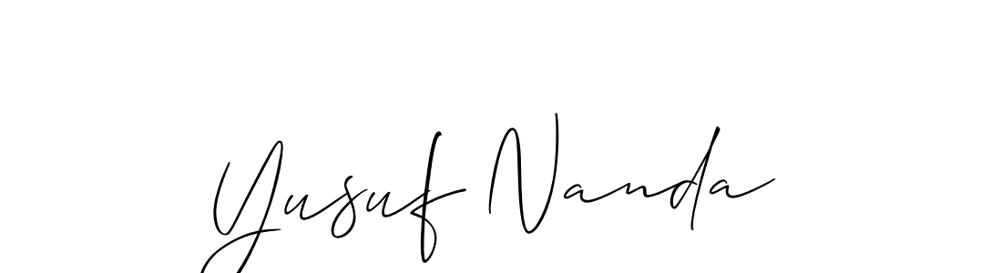 Create a beautiful signature design for name Yusuf Nanda. With this signature (Allison_Script) fonts, you can make a handwritten signature for free. Yusuf Nanda signature style 2 images and pictures png