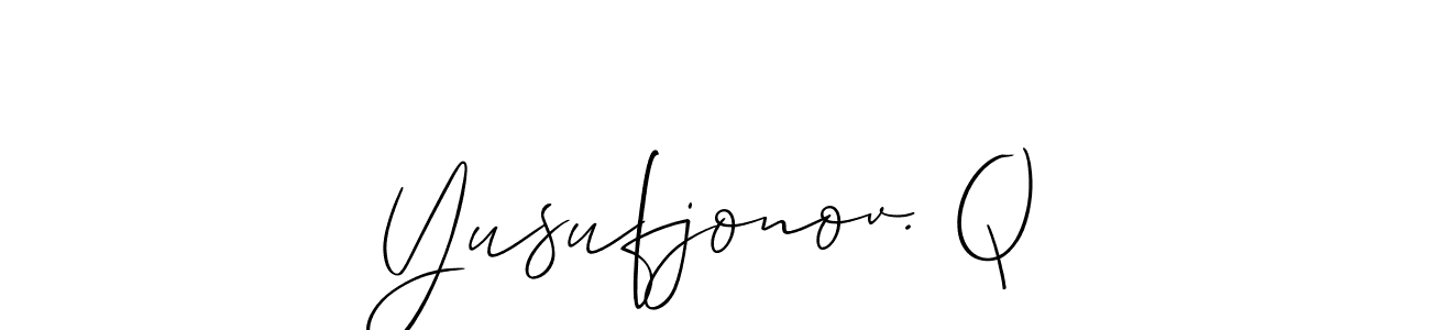 It looks lik you need a new signature style for name Yusufjonov. Q. Design unique handwritten (Allison_Script) signature with our free signature maker in just a few clicks. Yusufjonov. Q signature style 2 images and pictures png