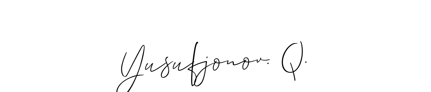 Use a signature maker to create a handwritten signature online. With this signature software, you can design (Allison_Script) your own signature for name Yusufjonov. Q.. Yusufjonov. Q. signature style 2 images and pictures png