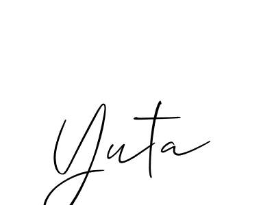 Yuta stylish signature style. Best Handwritten Sign (Allison_Script) for my name. Handwritten Signature Collection Ideas for my name Yuta. Yuta signature style 2 images and pictures png