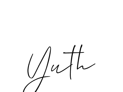 Similarly Allison_Script is the best handwritten signature design. Signature creator online .You can use it as an online autograph creator for name Yuth. Yuth signature style 2 images and pictures png