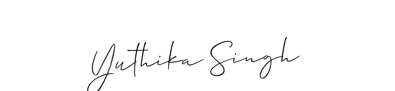 The best way (Allison_Script) to make a short signature is to pick only two or three words in your name. The name Yuthika Singh include a total of six letters. For converting this name. Yuthika Singh signature style 2 images and pictures png