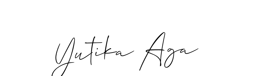 Also You can easily find your signature by using the search form. We will create Yutika Aga name handwritten signature images for you free of cost using Allison_Script sign style. Yutika Aga signature style 2 images and pictures png