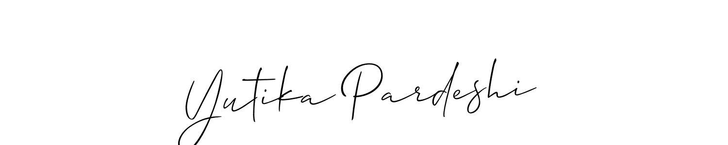 Create a beautiful signature design for name Yutika Pardeshi. With this signature (Allison_Script) fonts, you can make a handwritten signature for free. Yutika Pardeshi signature style 2 images and pictures png