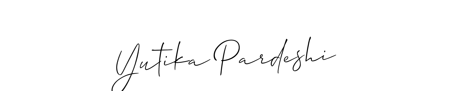 if you are searching for the best signature style for your name Yutika Pardeshi. so please give up your signature search. here we have designed multiple signature styles  using Allison_Script. Yutika Pardeshi signature style 2 images and pictures png