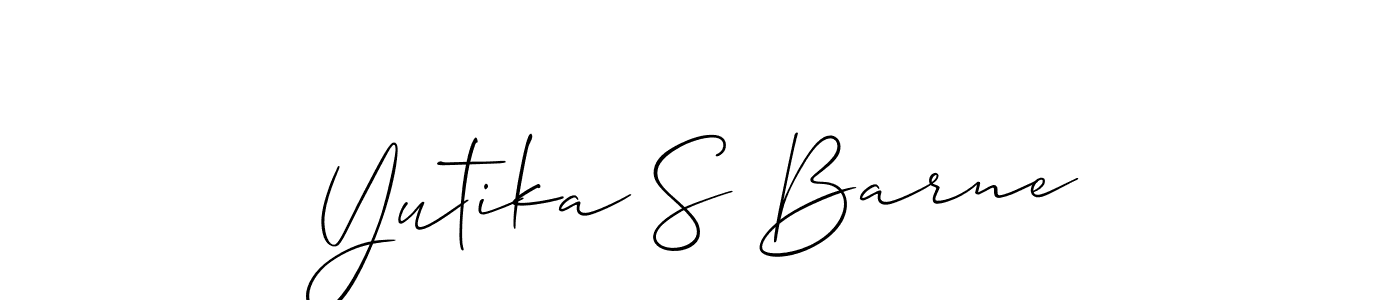 Create a beautiful signature design for name Yutika S Barne. With this signature (Allison_Script) fonts, you can make a handwritten signature for free. Yutika S Barne signature style 2 images and pictures png