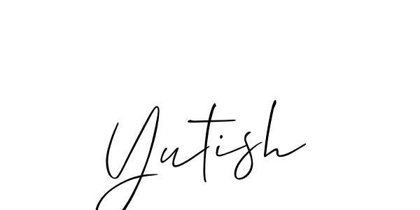 The best way (Allison_Script) to make a short signature is to pick only two or three words in your name. The name Yutish include a total of six letters. For converting this name. Yutish signature style 2 images and pictures png