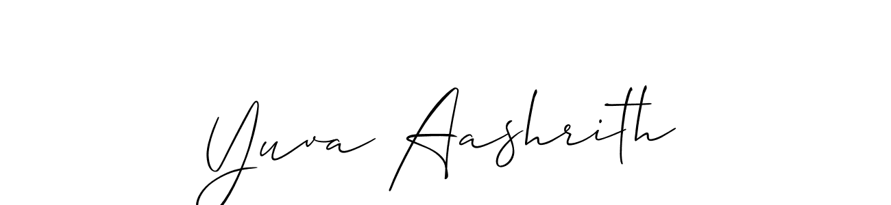 Allison_Script is a professional signature style that is perfect for those who want to add a touch of class to their signature. It is also a great choice for those who want to make their signature more unique. Get Yuva Aashrith name to fancy signature for free. Yuva Aashrith signature style 2 images and pictures png