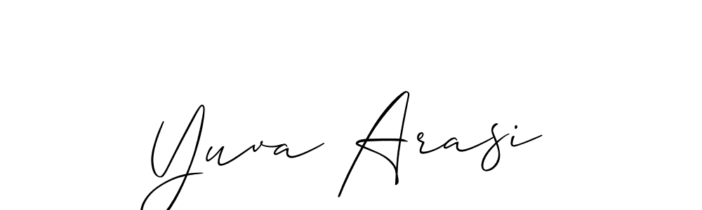 if you are searching for the best signature style for your name Yuva Arasi. so please give up your signature search. here we have designed multiple signature styles  using Allison_Script. Yuva Arasi signature style 2 images and pictures png