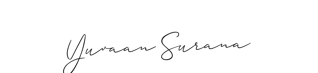 How to make Yuvaan Surana name signature. Use Allison_Script style for creating short signs online. This is the latest handwritten sign. Yuvaan Surana signature style 2 images and pictures png