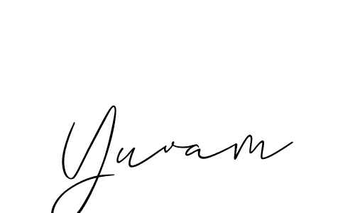 Make a beautiful signature design for name Yuvam. With this signature (Allison_Script) style, you can create a handwritten signature for free. Yuvam signature style 2 images and pictures png
