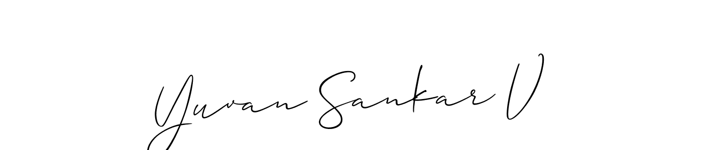 Make a beautiful signature design for name Yuvan Sankar V. With this signature (Allison_Script) style, you can create a handwritten signature for free. Yuvan Sankar V signature style 2 images and pictures png