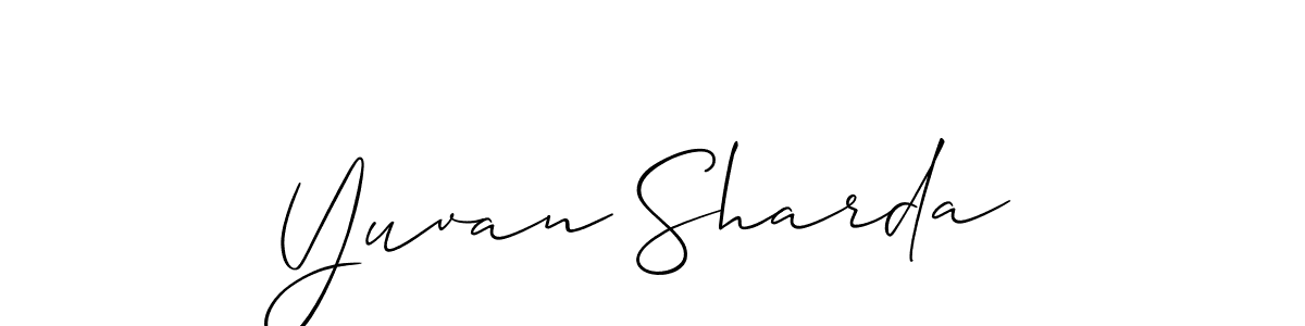 Allison_Script is a professional signature style that is perfect for those who want to add a touch of class to their signature. It is also a great choice for those who want to make their signature more unique. Get Yuvan Sharda name to fancy signature for free. Yuvan Sharda signature style 2 images and pictures png