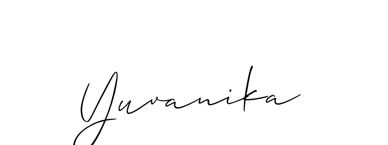 How to make Yuvanika name signature. Use Allison_Script style for creating short signs online. This is the latest handwritten sign. Yuvanika signature style 2 images and pictures png