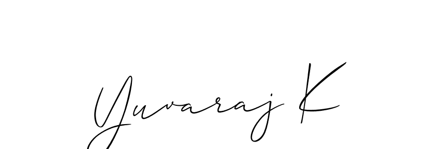 Create a beautiful signature design for name Yuvaraj K. With this signature (Allison_Script) fonts, you can make a handwritten signature for free. Yuvaraj K signature style 2 images and pictures png
