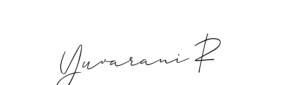 How to Draw Yuvarani R signature style? Allison_Script is a latest design signature styles for name Yuvarani R. Yuvarani R signature style 2 images and pictures png