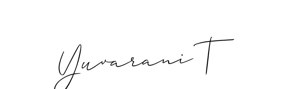 Design your own signature with our free online signature maker. With this signature software, you can create a handwritten (Allison_Script) signature for name Yuvarani T. Yuvarani T signature style 2 images and pictures png