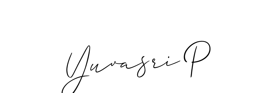 Use a signature maker to create a handwritten signature online. With this signature software, you can design (Allison_Script) your own signature for name Yuvasri P. Yuvasri P signature style 2 images and pictures png
