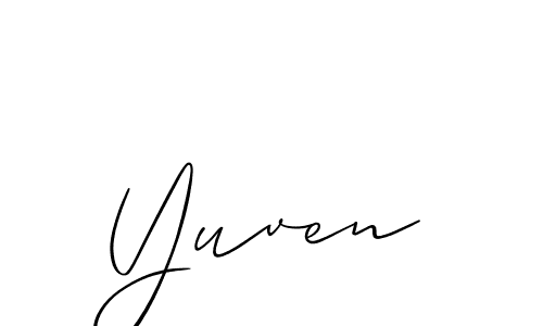 Create a beautiful signature design for name Yuven. With this signature (Allison_Script) fonts, you can make a handwritten signature for free. Yuven signature style 2 images and pictures png