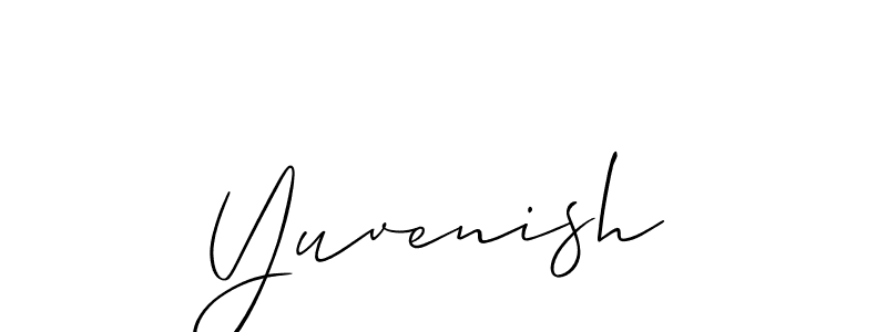 Similarly Allison_Script is the best handwritten signature design. Signature creator online .You can use it as an online autograph creator for name Yuvenish. Yuvenish signature style 2 images and pictures png