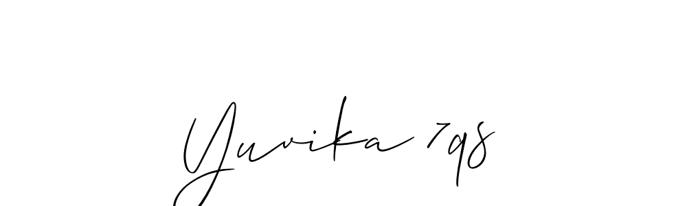 Use a signature maker to create a handwritten signature online. With this signature software, you can design (Allison_Script) your own signature for name Yuvika 7qs. Yuvika 7qs signature style 2 images and pictures png