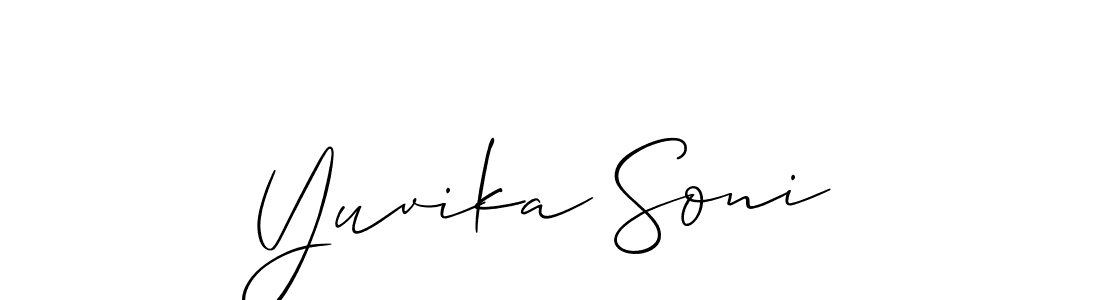 Use a signature maker to create a handwritten signature online. With this signature software, you can design (Allison_Script) your own signature for name Yuvika Soni. Yuvika Soni signature style 2 images and pictures png