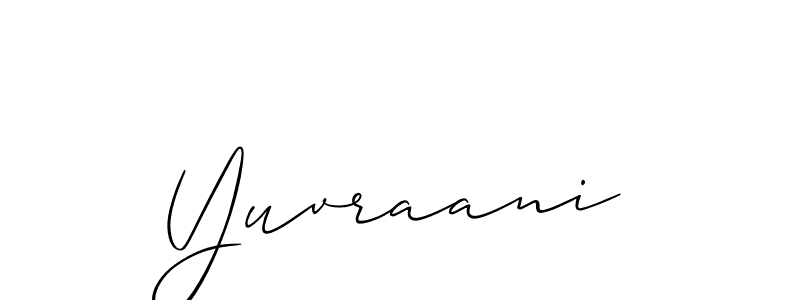 How to make Yuvraani name signature. Use Allison_Script style for creating short signs online. This is the latest handwritten sign. Yuvraani signature style 2 images and pictures png
