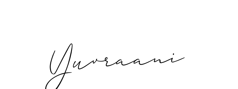 Use a signature maker to create a handwritten signature online. With this signature software, you can design (Allison_Script) your own signature for name Yuvraani. Yuvraani signature style 2 images and pictures png