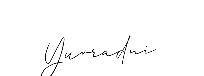 Allison_Script is a professional signature style that is perfect for those who want to add a touch of class to their signature. It is also a great choice for those who want to make their signature more unique. Get Yuvradni name to fancy signature for free. Yuvradni signature style 2 images and pictures png