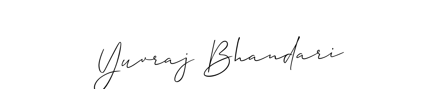 if you are searching for the best signature style for your name Yuvraj Bhandari. so please give up your signature search. here we have designed multiple signature styles  using Allison_Script. Yuvraj Bhandari signature style 2 images and pictures png