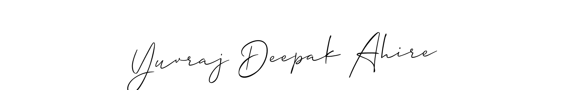 Allison_Script is a professional signature style that is perfect for those who want to add a touch of class to their signature. It is also a great choice for those who want to make their signature more unique. Get Yuvraj Deepak Ahire name to fancy signature for free. Yuvraj Deepak Ahire signature style 2 images and pictures png