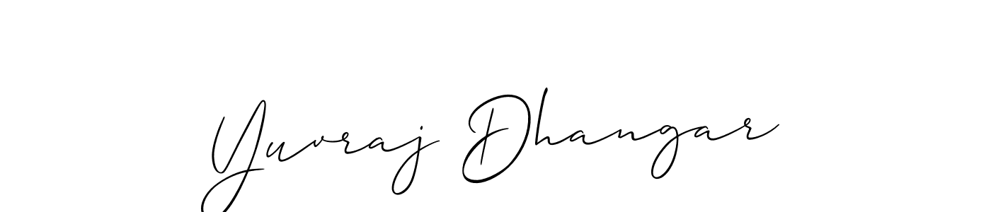 Create a beautiful signature design for name Yuvraj Dhangar. With this signature (Allison_Script) fonts, you can make a handwritten signature for free. Yuvraj Dhangar signature style 2 images and pictures png
