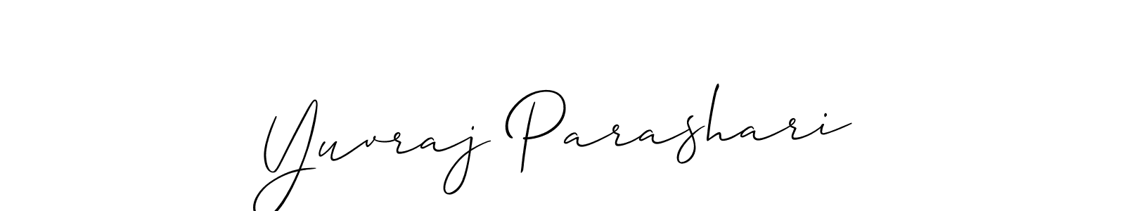 The best way (Allison_Script) to make a short signature is to pick only two or three words in your name. The name Yuvraj Parashari include a total of six letters. For converting this name. Yuvraj Parashari signature style 2 images and pictures png