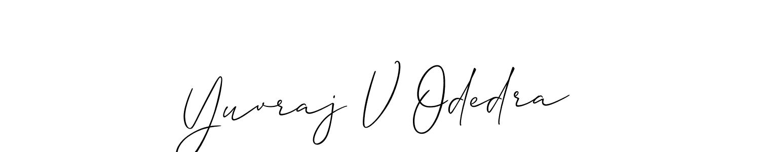 Also we have Yuvraj V Odedra name is the best signature style. Create professional handwritten signature collection using Allison_Script autograph style. Yuvraj V Odedra signature style 2 images and pictures png