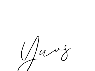 The best way (Allison_Script) to make a short signature is to pick only two or three words in your name. The name Yuvs include a total of six letters. For converting this name. Yuvs signature style 2 images and pictures png