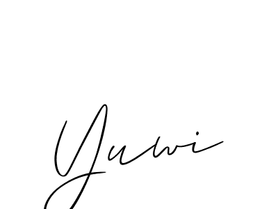 Create a beautiful signature design for name Yuwi. With this signature (Allison_Script) fonts, you can make a handwritten signature for free. Yuwi signature style 2 images and pictures png