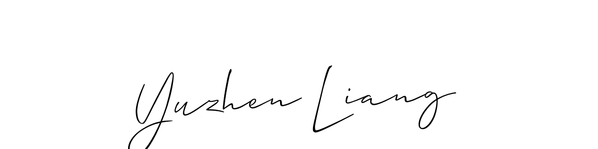 How to make Yuzhen Liang name signature. Use Allison_Script style for creating short signs online. This is the latest handwritten sign. Yuzhen Liang signature style 2 images and pictures png