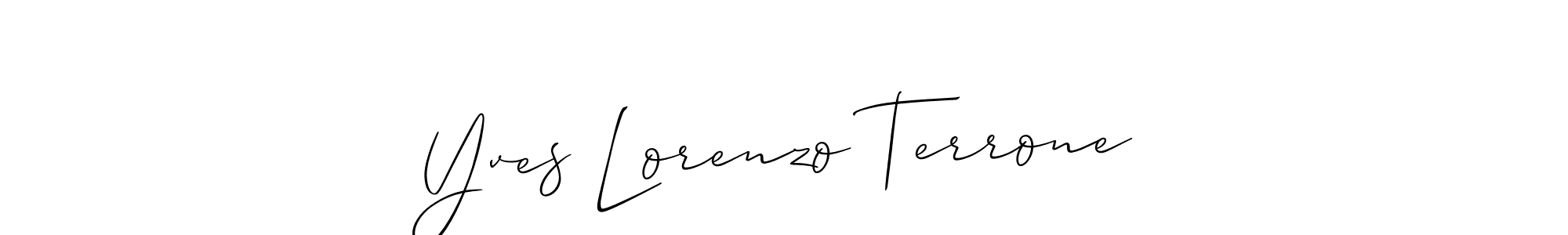 You should practise on your own different ways (Allison_Script) to write your name (Yves Lorenzo Terrone) in signature. don't let someone else do it for you. Yves Lorenzo Terrone signature style 2 images and pictures png